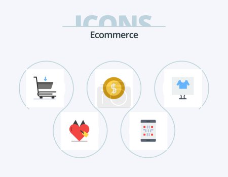 Illustration for Ecommerce Flat Icon Pack 5 Icon Design. commerce. money. smartphone. ecommerce. cash - Royalty Free Image