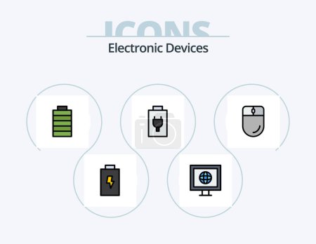 Ilustración de Devices Line Filled Icon Pack 5 Icon Design. electronic. cable. dongle. video. camera - Imagen libre de derechos