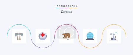 Téléchargez les illustrations : Canada Flat 5 Icon Pack Including tower. buildings. polar. architecture and city. city - en licence libre de droit
