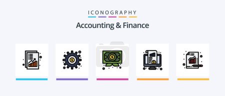 Ilustración de Accounting And Finance Line Filled 5 Icon Pack Including money. document. revenue. balance. coins. Creative Icons Design - Imagen libre de derechos
