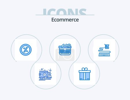 Illustration for Ecommerce Blue Icon Pack 5 Icon Design. . online. percent. ecommerce. shopping - Royalty Free Image