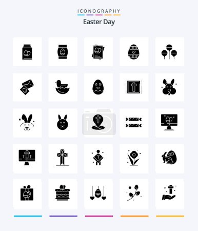 Ilustración de Creative Easter 25 Glyph Solid Black icon pack  Such As egg. massege. easter egg. holiday. bloon - Imagen libre de derechos