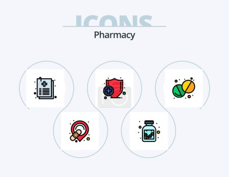 Ilustración de Pharmacy Line Filled Icon Pack 5 Icon Design. . . pharmacy. pharmacy. drugs - Imagen libre de derechos
