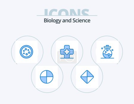 Téléchargez les illustrations : Biology Blue Icon Pack 5 Icon Design. . lab. equipment. chemical. medical - en licence libre de droit