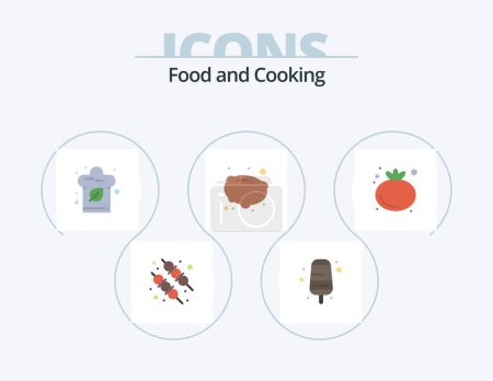 Téléchargez les illustrations : Food Flat Icon Pack 5 Icon Design. . vegetable. hat. tomato. vegetable - en licence libre de droit
