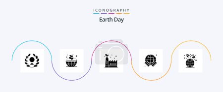 Ilustración de Día de la Tierra Glyph 5 Icon Pack Incluyendo planta. ecología. fábrica de ecología. Día de la Tierra. mundo - Imagen libre de derechos