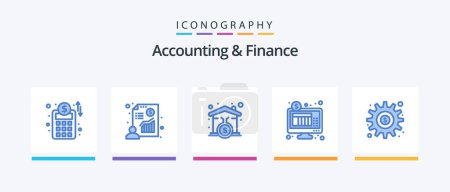 Téléchargez les illustrations : Accounting And Finance Blue 5 Icon Pack Including generate. dollar. mortgage. online banking. internet. Creative Icons Design - en licence libre de droit