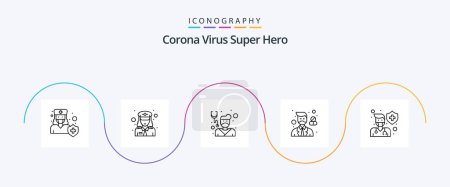Ilustración de Corona Virus Super Hero Line 5 Icon Pack Incluyendo farmacéutico. hospital. Oficial. salud. cuidado - Imagen libre de derechos