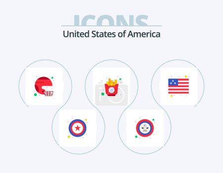 Illustration for Usa Flat Icon Pack 5 Icon Design. chips. food. american. fast. state - Royalty Free Image