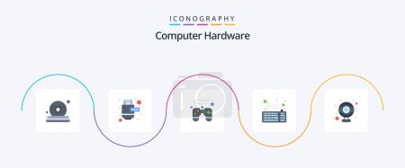 Illustration for Computer Hardware Flat 5 Icon Pack Including . hardware. game pad. computer. hardware - Royalty Free Image