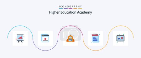 Illustration for Academy Flat 5 Icon Pack Including online. university. bag. study. education - Royalty Free Image