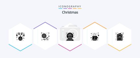 Illustration for Christmas 25 Glyph icon pack including card. drink. bowl. cup. winter - Royalty Free Image