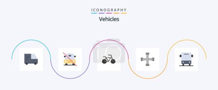 Téléchargez les illustrations : Vehicles Flat 5 Icon Pack Including vehicles. traffic. vehicles. car. transportation - en licence libre de droit