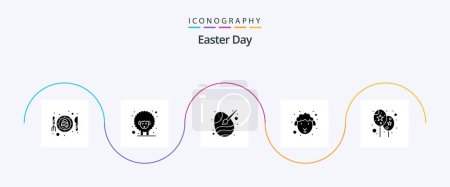 Ilustración de Easter Glyph 5 Icon Pack Including balloon. lamb. paint brush. easter. paint - Imagen libre de derechos
