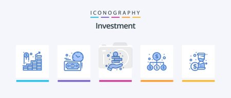 Téléchargez les illustrations : Investment Blue 5 Icon Pack Including time. investment. money. money. business. Creative Icons Design - en licence libre de droit