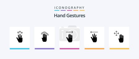 Téléchargez les illustrations : Hand Gestures Glyph 5 Icon Pack Including left. hand cursor. interface. hand. gestures. Creative Icons Design - en licence libre de droit