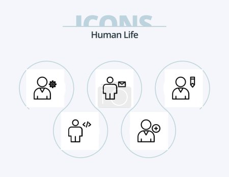 Illustration for Human Line Icon Pack 5 Icon Design. letter. envelope. avatar. body. land - Royalty Free Image