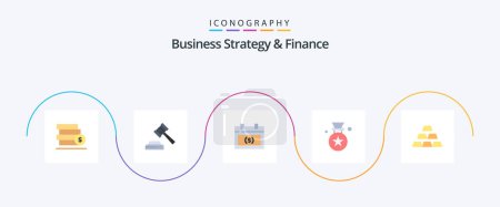 Ilustración de Business Strategy And Finance Flat 5 Icon Pack Including gold. price. appointment. badge. star - Imagen libre de derechos