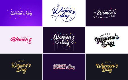 Ilustración de Set of cards with International Women's Day logo - Imagen libre de derechos