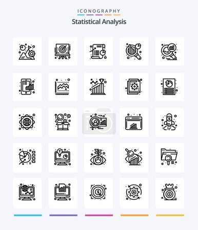 Téléchargez les illustrations : Analyse statistique créative Pack d'icônes OutLine 25 telles que l'analyse de données. l'analyse des données. Cible. analyse des graphiques. tarte - en licence libre de droit