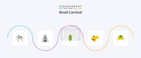 Ilustración de Brasil Carnaval Flat 5 Icon Pack Incluyendo brasileño. Escribir. Monumento. tinta. celebración - Imagen libre de derechos