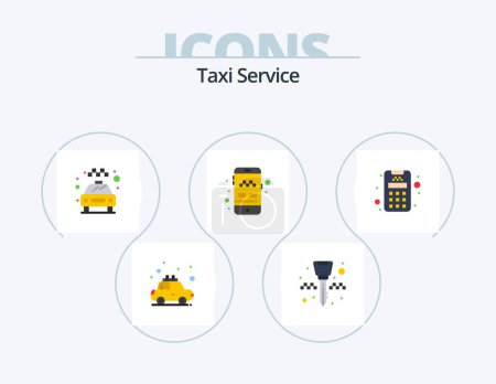 Téléchargez les illustrations : Taxi Service Flat Icon Pack 5 Icon Design. crédit. transport. Voiture. taxi. app - en licence libre de droit