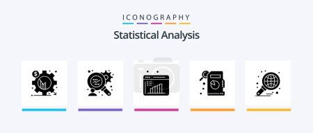 Illustration for Statistical Analysis Glyph 5 Icon Pack Including report. global. business research. business. statistical analysis. Creative Icons Design - Royalty Free Image