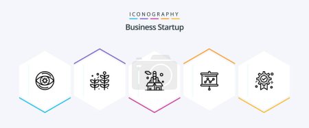 Ilustración de Paquete de iconos de Business Startup 25 Line incluyendo presentación. a bordo. Planta. cohete - Imagen libre de derechos