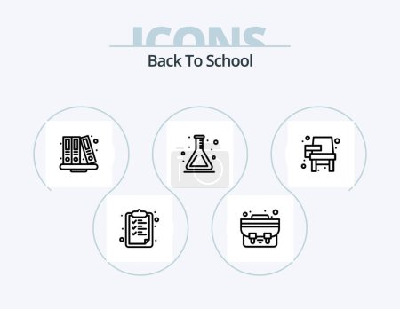 Ilustración de Back To School Line Icon Pack 5 Icon Design. back to school. idea. education. bulb. school - Imagen libre de derechos