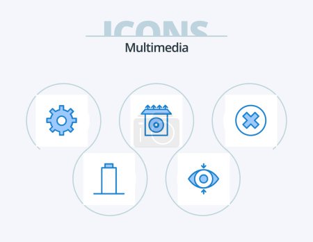 Illustration for Multimedia Blue Icon Pack 5 Icon Design. . remove. setting. multimedia. close - Royalty Free Image