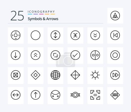 Ilustración de Símbolos y flechas 25 Paquete de iconos de línea incluyendo flecha izquierda. descargar. Pis. abajo. flechas - Imagen libre de derechos