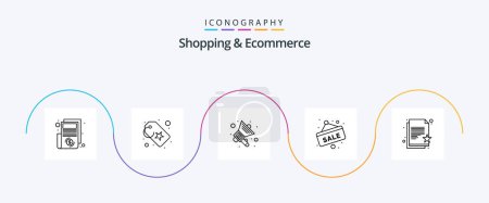 Illustration for Shopping and Ecommerce Line 5 Icon Pack Including shopping list. favorite document. promotion tool. sale tag. sale board - Royalty Free Image