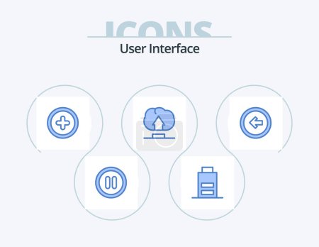 Téléchargez les illustrations : User Interface Blue Icon Pack 5 Icon Design. left. user. plus. button. user - en licence libre de droit