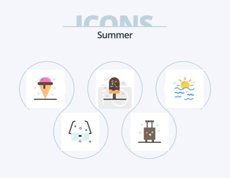 Ilustración de Summer Flat Icon Pack 5 Icon Design. hielo. Frío. Verano. Dulce. hielo - Imagen libre de derechos