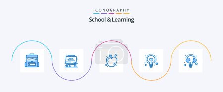 Illustration for School And Learning Blue 5 Icon Pack Including . puzzle. education. line. education - Royalty Free Image