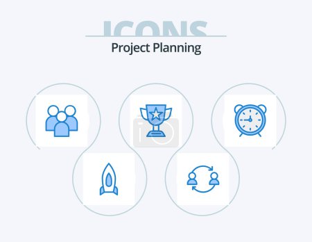 Illustration for Project Planing Blue Icon Pack 5 Icon Design. cup. achievement. transfer. team. management - Royalty Free Image