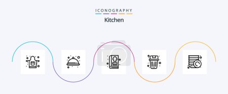 Ilustración de Kitchen Line 5 Icon Pack Including plate. trash. cooking. garbage. been - Imagen libre de derechos