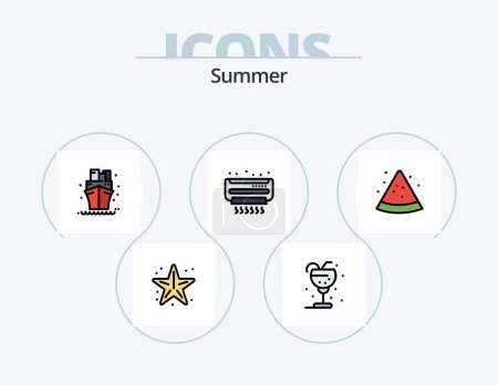 Illustration for Summer Line Filled Icon Pack 5 Icon Design. beverage. bottle. sailboat. beer. equipment - Royalty Free Image