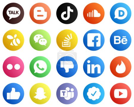 Téléchargez les illustrations : 20 Simple Social Media Icons such as stock. stockoverflow. soundcloud. messenger and swarm icons. High resolution and editable - en licence libre de droit