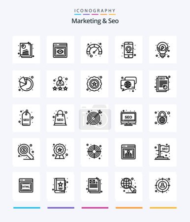 Illustration for Creative Marketing And Seo 25 OutLine icon pack  Such As seo. seo. web. mobile. gps - Royalty Free Image