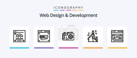 Téléchargez les illustrations : Conception et développement Web Ligne 5 Icône Pack Y compris. web. designer. interface. codeur. Icônes créatives Design - en licence libre de droit