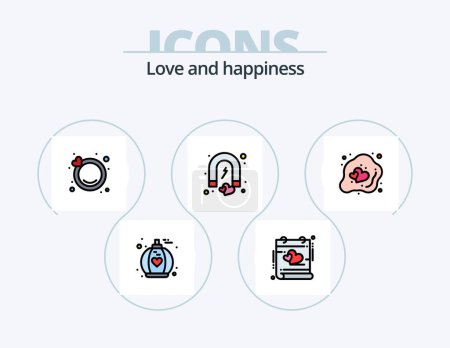 Illustration for Love Line Filled Icon Pack 5 Icon Design. crazy love. wedding. heart. party. heart - Royalty Free Image