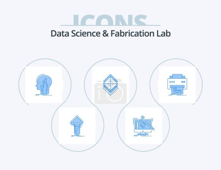 Ilustración de Data Science And Fabrication Lab Blue Icon Pack 5 Icon Design. layers. arrange. workshop. network. human - Imagen libre de derechos