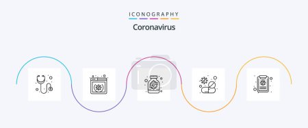 Illustration for Coronavirus Line 5 Icon Pack Including virus. virus. capsule. care. pill - Royalty Free Image