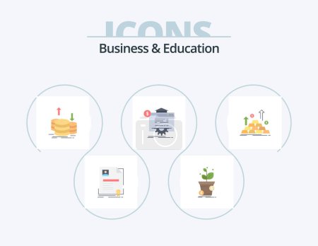 Illustration for Business And Education Flat Icon Pack 5 Icon Design. globe. seo. profit. income. capital - Royalty Free Image