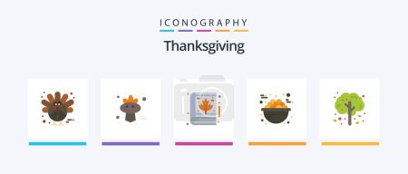 Téléchargez les illustrations : Thanksgiving Flat 5 Icon Pack Including apple. breakfast. autumn. porridge. bowl. Creative Icons Design - en licence libre de droit