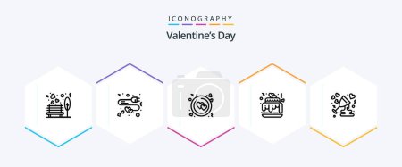 Ilustración de Valentines Day 25 Line icon pack including anniversary. love. heart. cake. valentine - Imagen libre de derechos