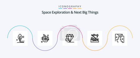 Illustration for Space Exploration And Next Big Things Line 5 Icon Pack Including robot. medical. digital. future. big think - Royalty Free Image