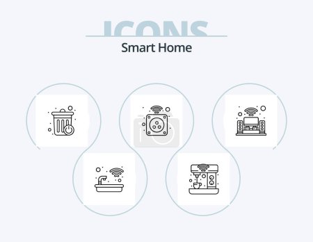 Ilustración de Smart Home Line Icon Pack 5 Icon Design. home theater. monitor. house. home. control - Imagen libre de derechos