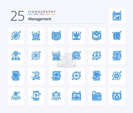 Téléchargez les illustrations : Management 25 Blue Color icon pack including management. business. content. message. management - en licence libre de droit